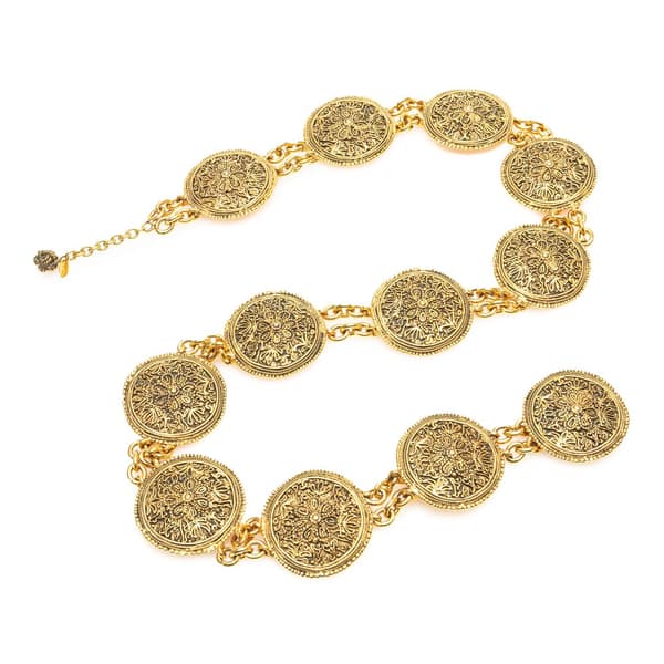Pre-owned Chanel Gold Plated Coin Medallion Belt Gold