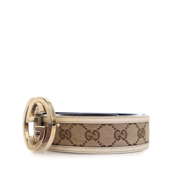 Pre-owned Gucci GG Canvas Interlocking G Belt Brown