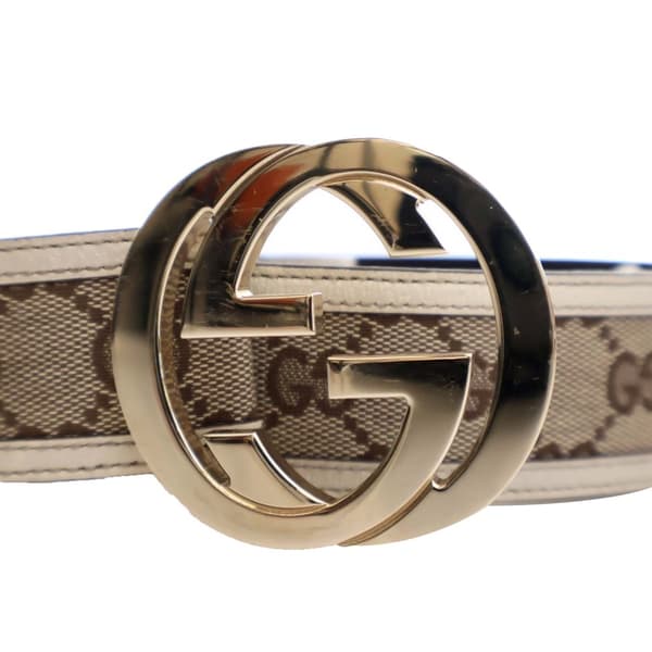 Pre-owned Gucci GG Canvas Interlocking G Belt Brown