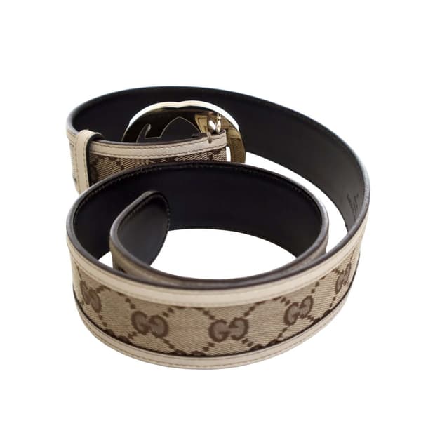 Pre-owned Gucci GG Canvas Interlocking G Belt Brown