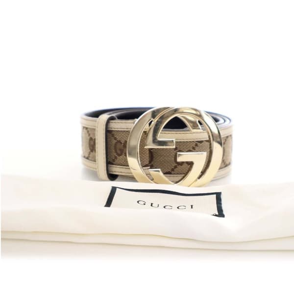 Pre-owned Gucci GG Canvas Interlocking G Belt Brown