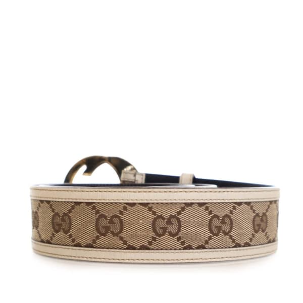 Pre-owned Gucci GG Canvas Interlocking G Belt Brown