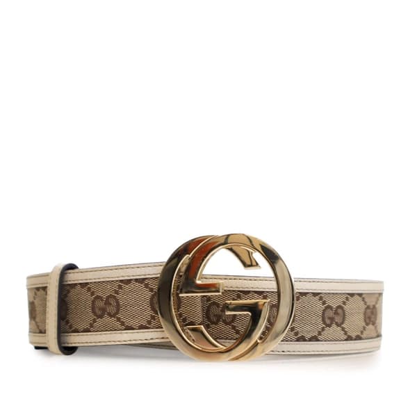 Pre-owned Gucci GG Canvas Interlocking G Belt Brown