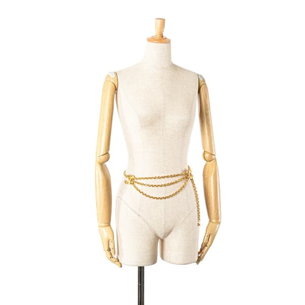 Pre-owned Chanel Gold Plated Quilted CC Triple Chain Belt Gold