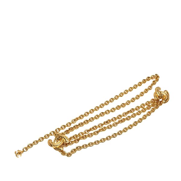 Pre-owned Chanel Gold Plated Quilted CC Triple Chain Belt Gold