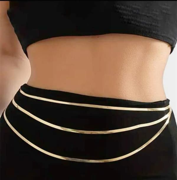 Adjustable belt chain in gold or silver