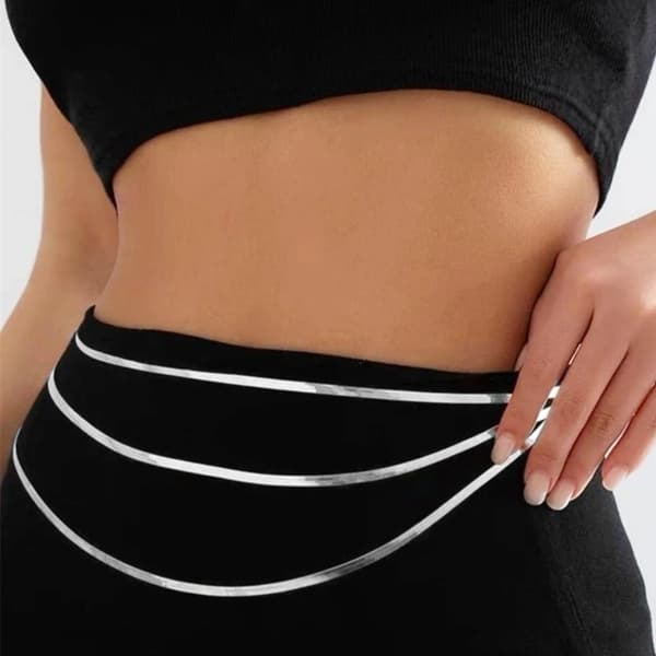 Adjustable belt chain in gold or silver