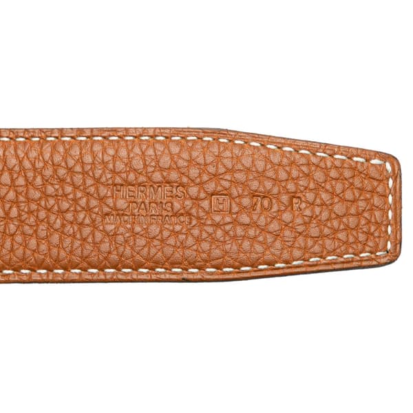 Pre-owned Hermès Togo and Box Calf Constance H Reversible Belt Brown