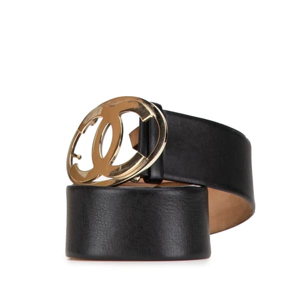 Pre-owned Chanel CC Leather Belt Black