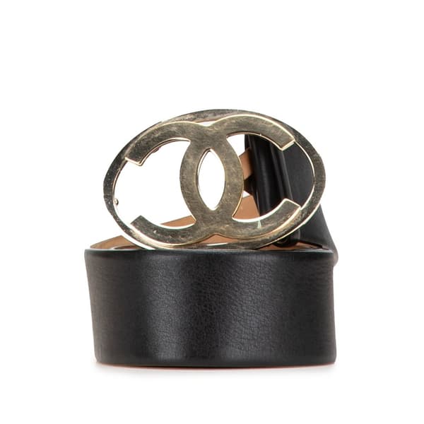 Pre-owned Chanel CC Leather Belt Black