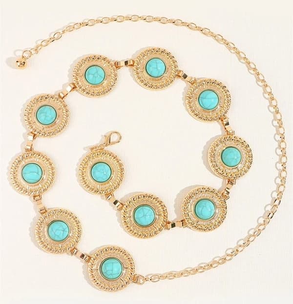 Adjustable belt chain in gold or silver