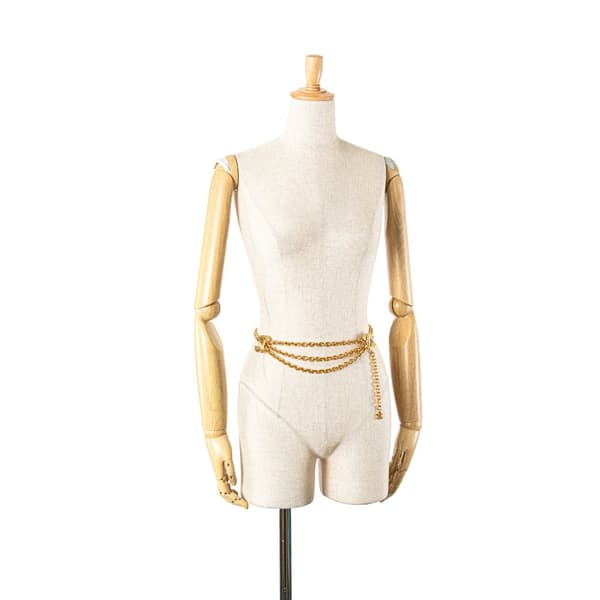 Pre-owned Chanel Gold Plated Quilted CC Triple Chain Belt Gold