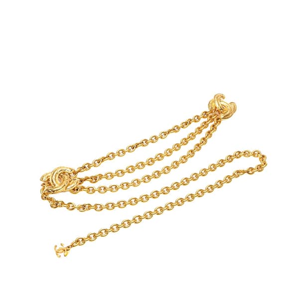 Pre-owned Chanel Gold Plated Quilted CC Triple Chain Belt Gold