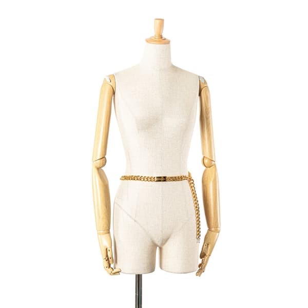 Pre-owned Chanel Gold Plated Logo Plate Chain Belt Gold