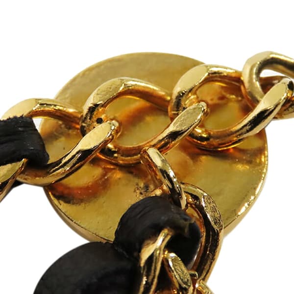 Pre-owned Chanel Gold Plated CC Medallion Leather Woven Chain Belt Gold