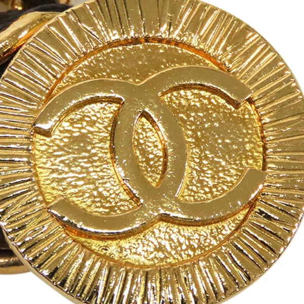 Pre-owned Chanel Gold Plated CC Medallion Leather Woven Chain Belt Gold
