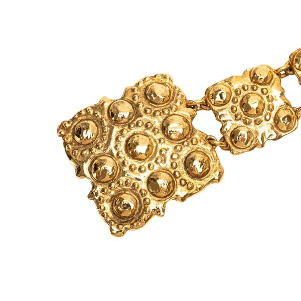 Pre-owned Chanel Wide Gold Plated Square Hammered Chain Belt Gold