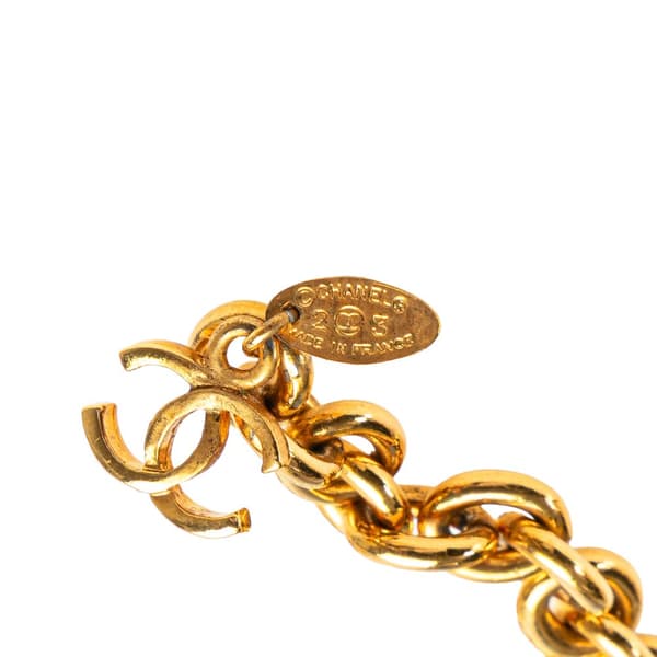 Pre-owned Chanel Wide Gold Plated Square Hammered Chain Belt Gold