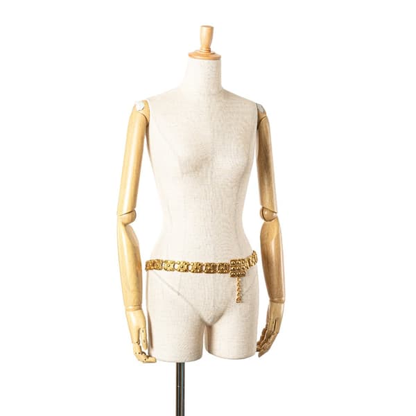 Pre-owned Chanel Wide Gold Plated Square Hammered Chain Belt Gold