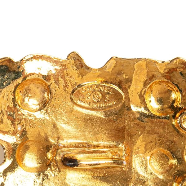 Pre-owned Chanel Wide Gold Plated Square Hammered Chain Belt Gold