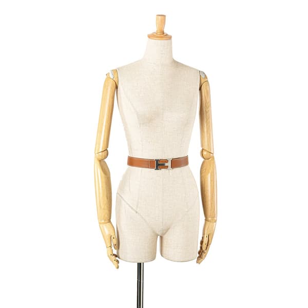 Pre-owned Hermès Leather Constance H Reversible Belt Brown