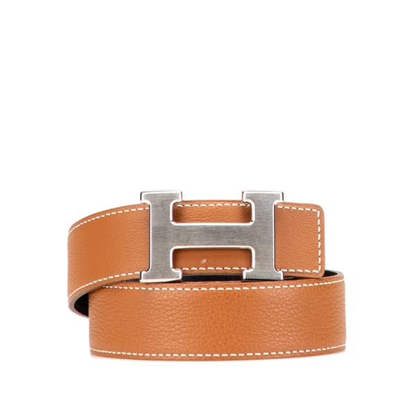 Pre-owned Hermès Leather Constance H Reversible Belt Brown