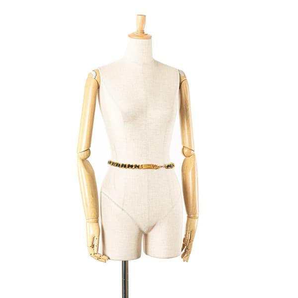 Pre-owned Chanel Gold Plated Medallion Leather Woven Chain Belt Gold