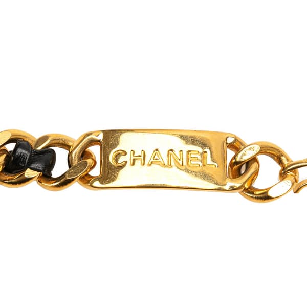Pre-owned Chanel Gold Plated Medallion Leather Woven Chain Belt Gold