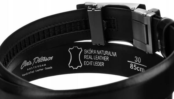 Elegant herrbälte med automatiskt spänne tillverkat av naturligt Lumarko-läder!