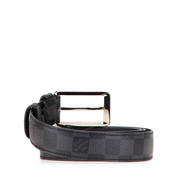 Pre-owned Louis Vuitton Damier Graphite Force Belt Gray