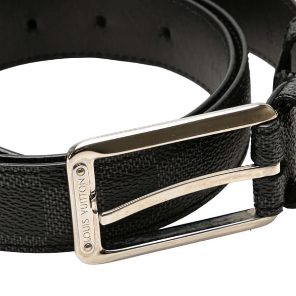 Pre-owned Louis Vuitton Damier Graphite Force Belt Gray