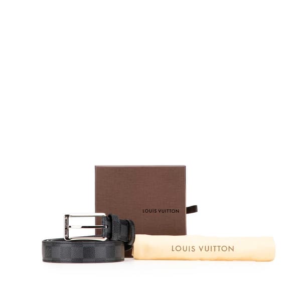 Pre-owned Louis Vuitton Damier Graphite Force Belt Gray