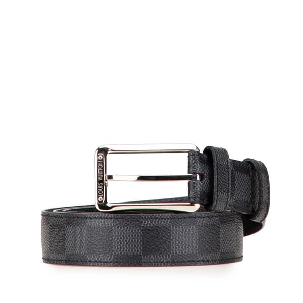 Pre-owned Louis Vuitton Damier Graphite Force Belt Gray