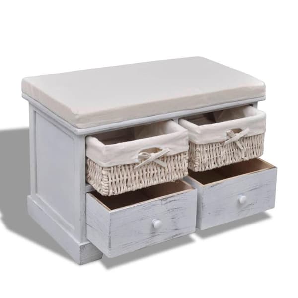 vidaXL opbevaringsbænk 62x33x42 cm kejsertræ hvid