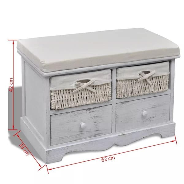 vidaXL opbevaringsbænk 62x33x42 cm kejsertræ hvid