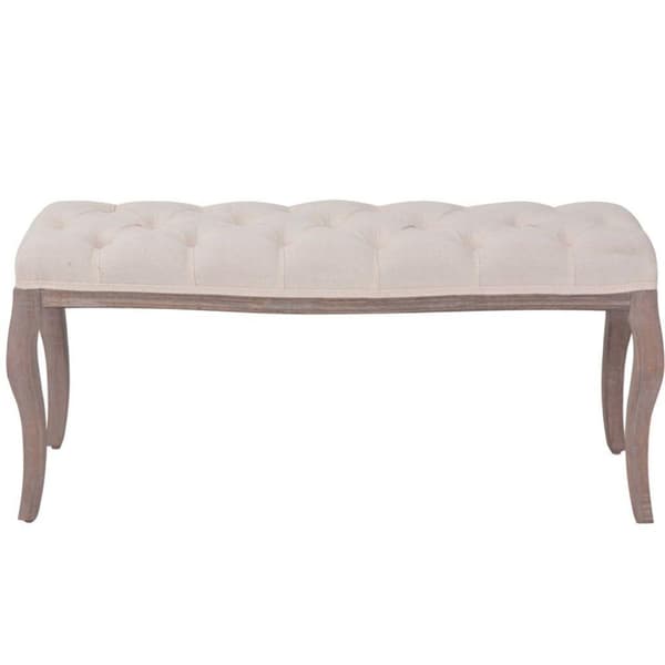 vidaXL bænk lærred massivt træ 110 x 38 x 48 cm cremehvid