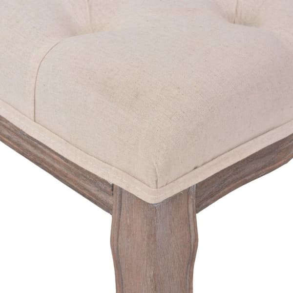 vidaXL bænk lærred massivt træ 110 x 38 x 48 cm cremehvid