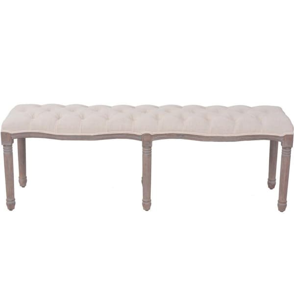 vidaXL bænk lærred massivt træ 150 x 40 x 48 cm cremehvid