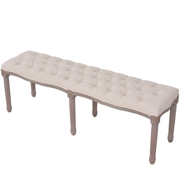 vidaXL bænk lærred massivt træ 150 x 40 x 48 cm cremehvid