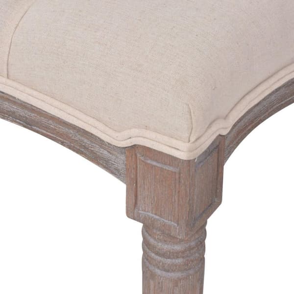 vidaXL bænk lærred massivt træ 150 x 40 x 48 cm cremehvid