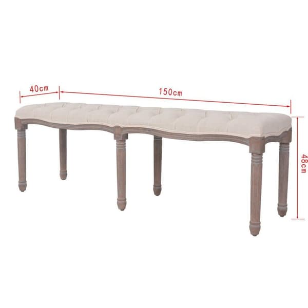 vidaXL bænk lærred massivt træ 150 x 40 x 48 cm cremehvid