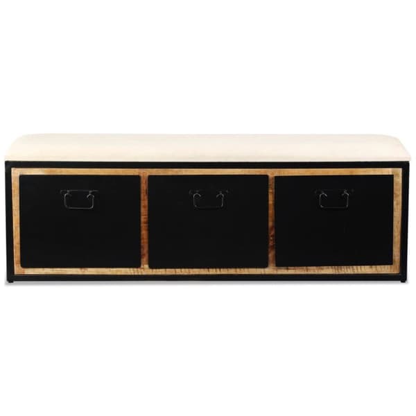 vidaXL Förvaringsbänk med 3 lådor massivt mangoträ 120x30x40 cm