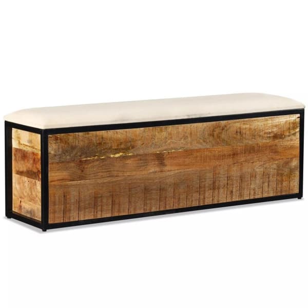 vidaXL Förvaringsbänk med 3 lådor massivt mangoträ 120x30x40 cm