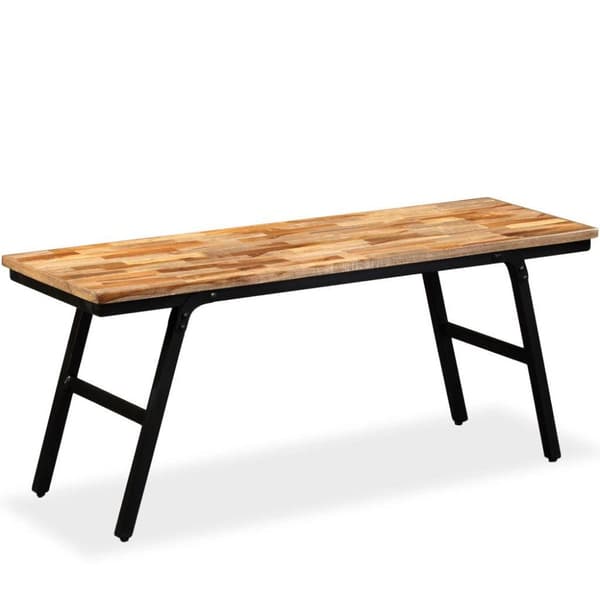 vidaXL Benk gjenvunnet teak og stål 110x35x45 cm