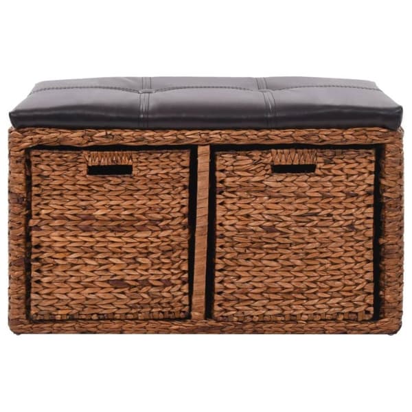 vidaXL bænk med 2 kurve søgræs 71 x 40 x 42 cm brun