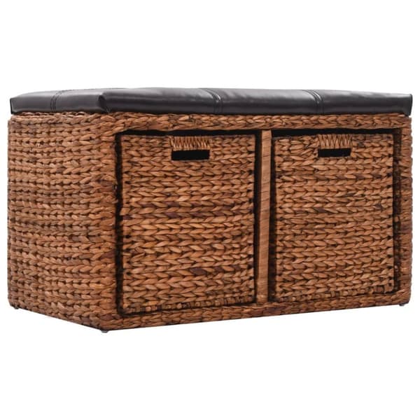 vidaXL bænk med 2 kurve søgræs 71 x 40 x 42 cm brun