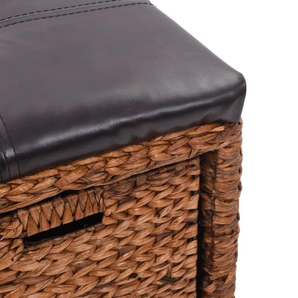 vidaXL bænk med 2 kurve søgræs 71 x 40 x 42 cm brun