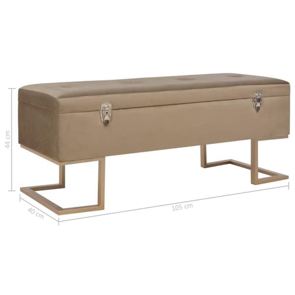 vidaXL bænk med opbevaringsrum 105 cm fløjl beige