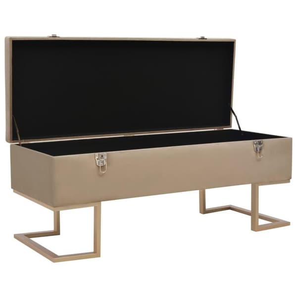 vidaXL bænk med opbevaringsrum 105 cm fløjl beige