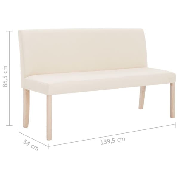 vidaXL bænk 139,5 cm polyester cremefarvet